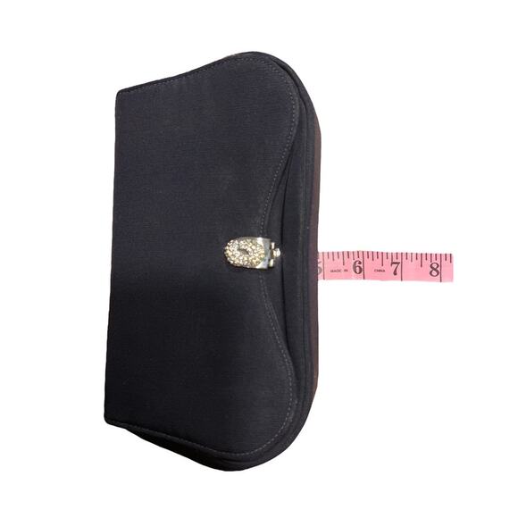 Vintage 50s Garay Clutch Purse Evening Bag Rhinestone Clasp Coin Purse Navy Blue - Picture 10 of 15